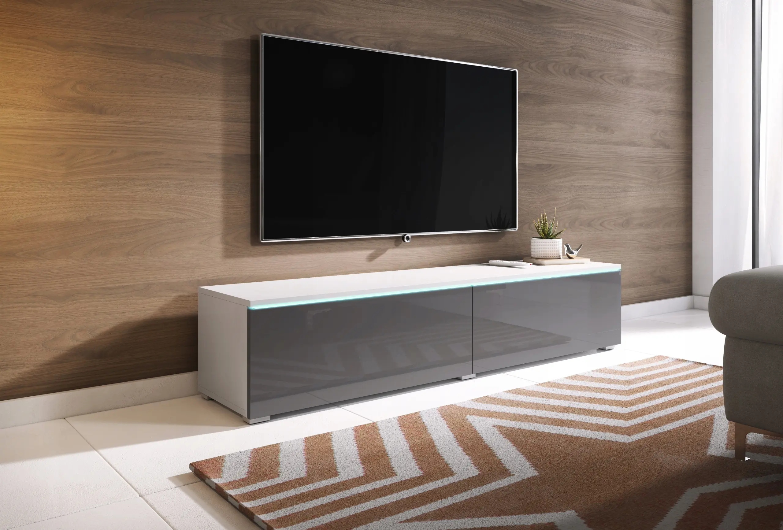 Tumba pentru TV Bratex D140 (White/Grey Gloss) - 6