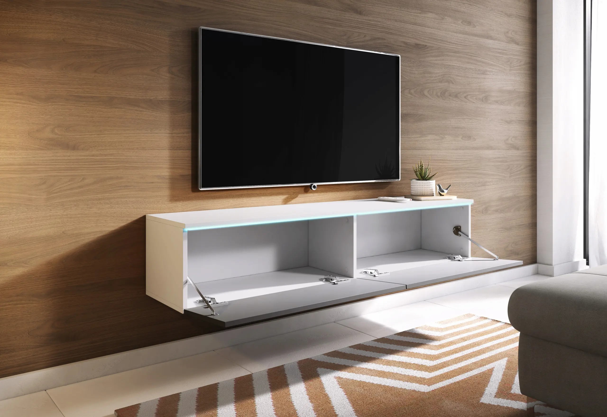 Tumba pentru TV Bratex D140 (White/Grey Gloss) - 7