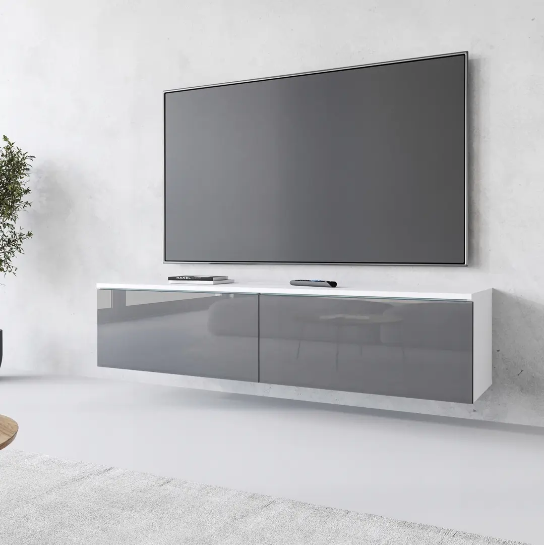 Tumba pentru TV Bratex D140 (White/Grey Gloss)