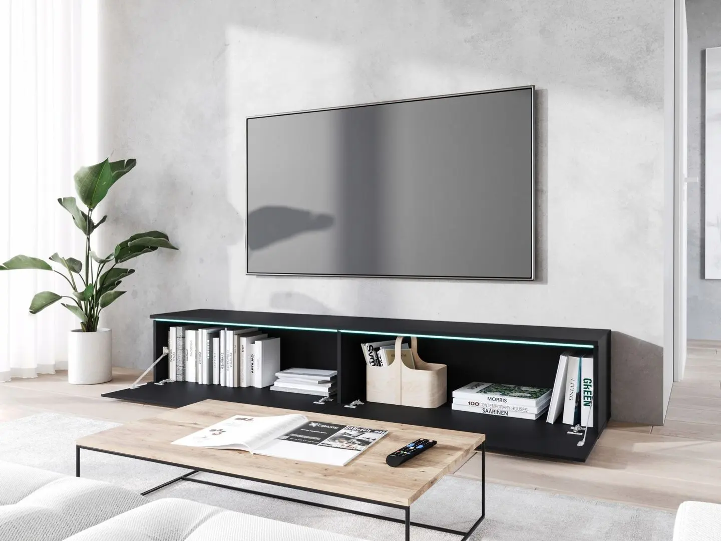 Tumba pentru TV Bratex D180 (Black Graphite/Wotan Oak)