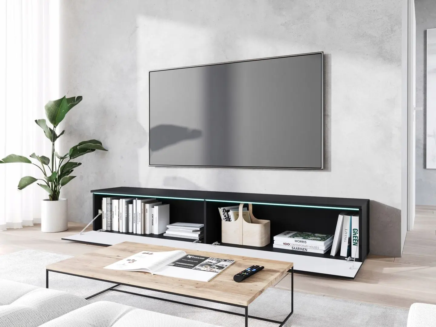 Tumba pentru TV Bratex D180 Waves (Black/Black Graphite)