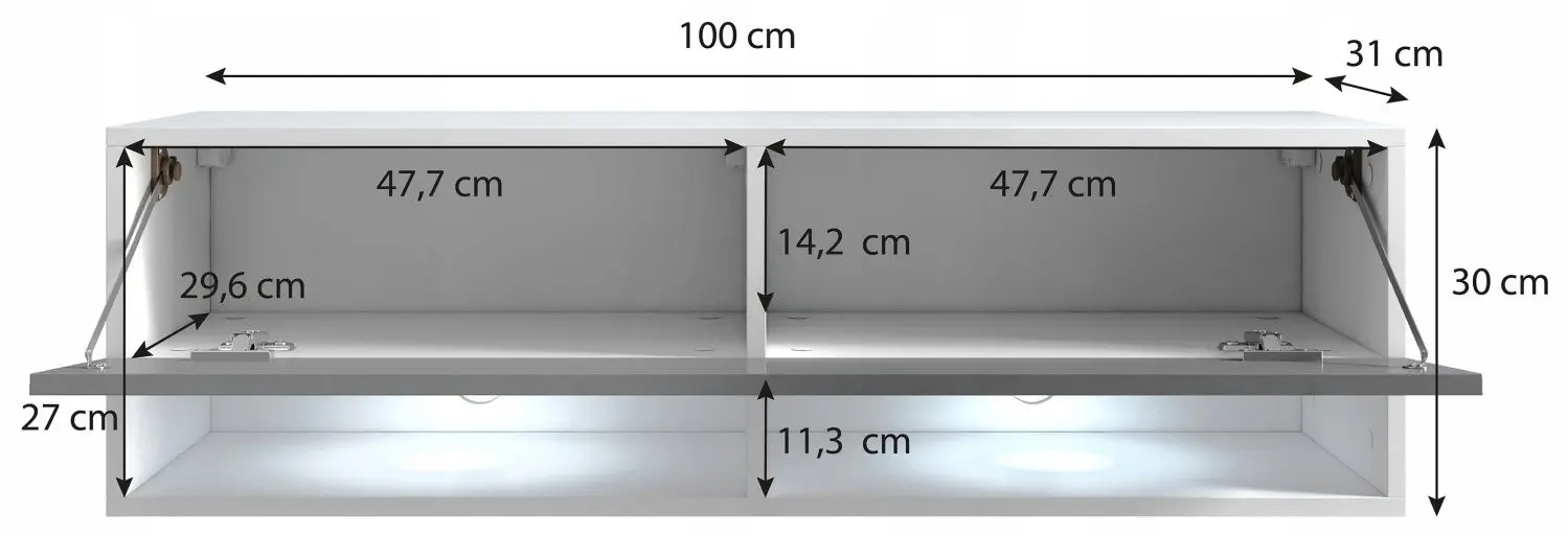 Тумба РТВ Bratex Lowboard A 100 (White/White Gloss)