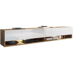 Tumba pentru TV Bratex Lowboard A 180 (Wotan Oak/White Gloss)