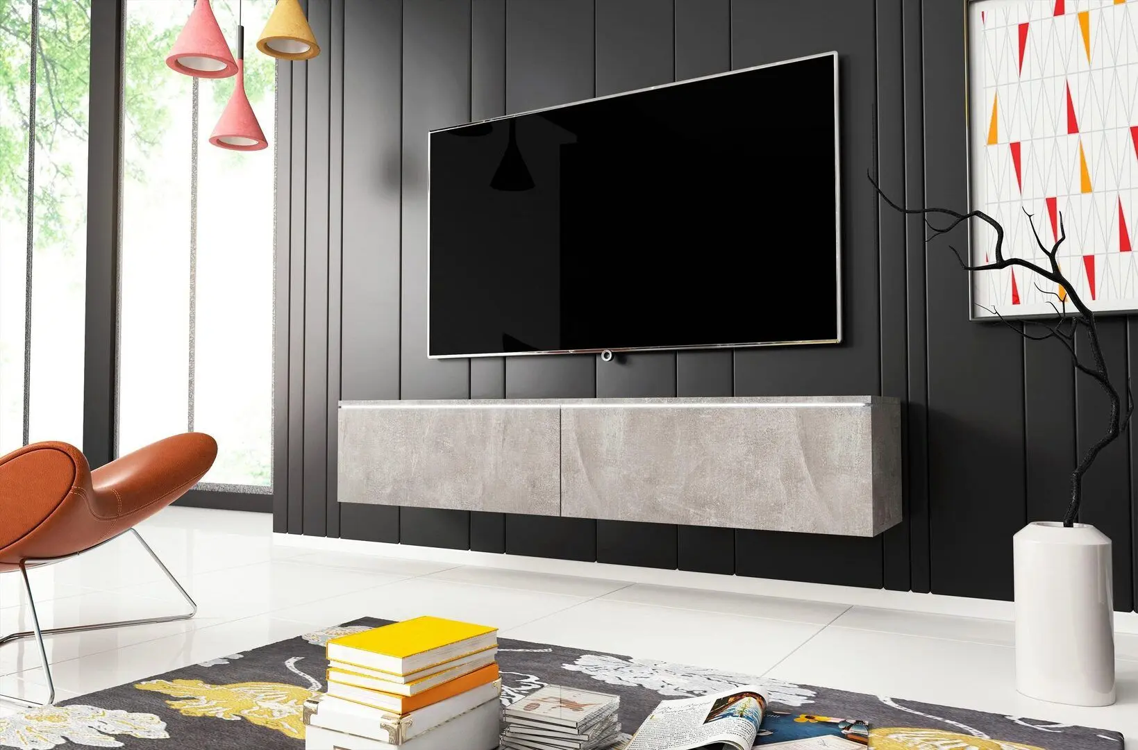 Tumba pentru TV Bratex Lowboard D 140 (Concrete)