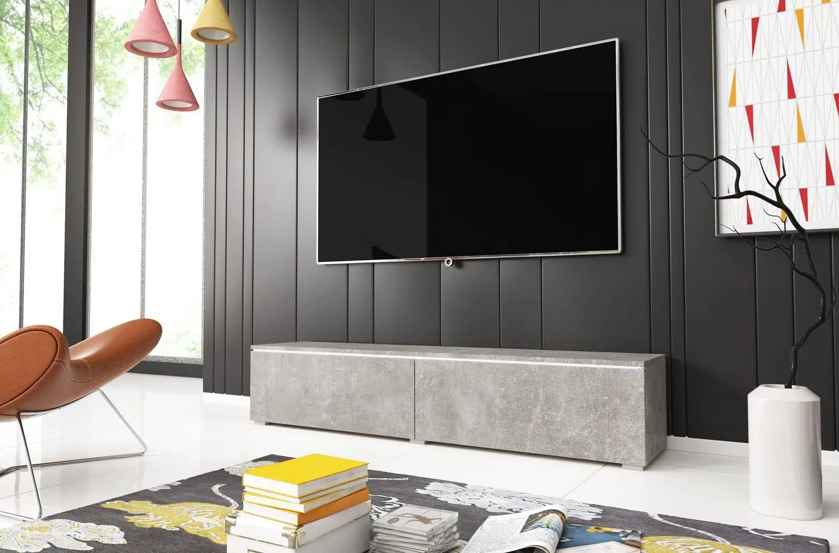 Tumba pentru TV Bratex Lowboard D 140 (Concrete)