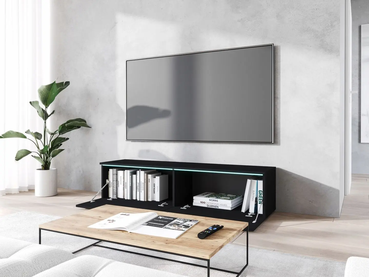 Tumba pentru TV Bratex Lowboard D 140 (Graphite Black)