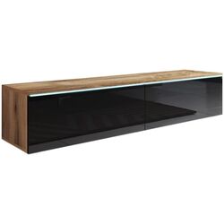 Tumba pentru TV Bratex Lowboard D 140 (Wotan Oak/Black Gloss)