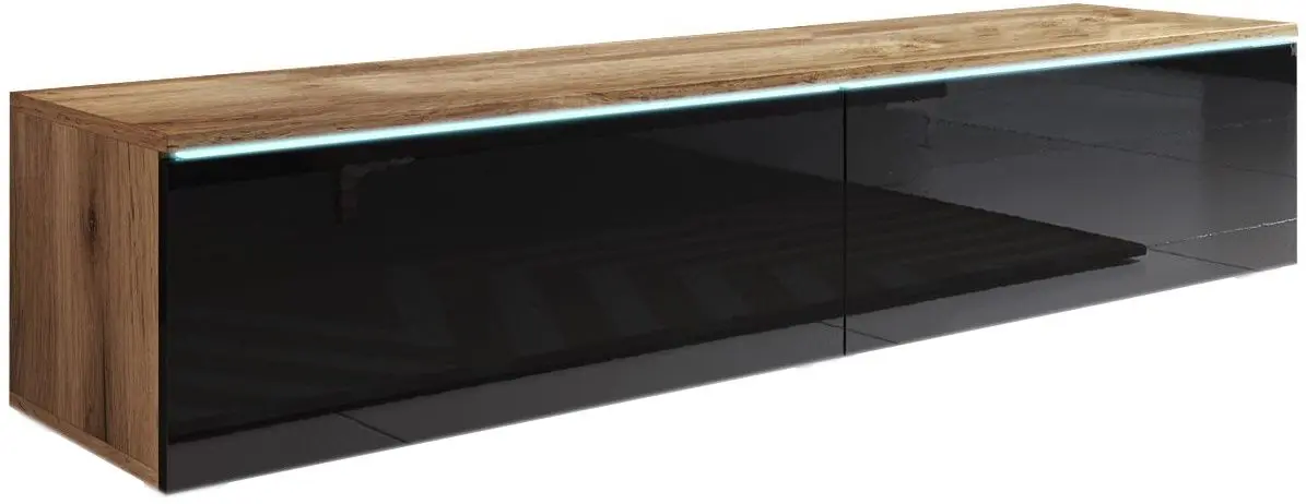 Tumba pentru TV Bratex Lowboard D 140 (Wotan Oak/Black Gloss)