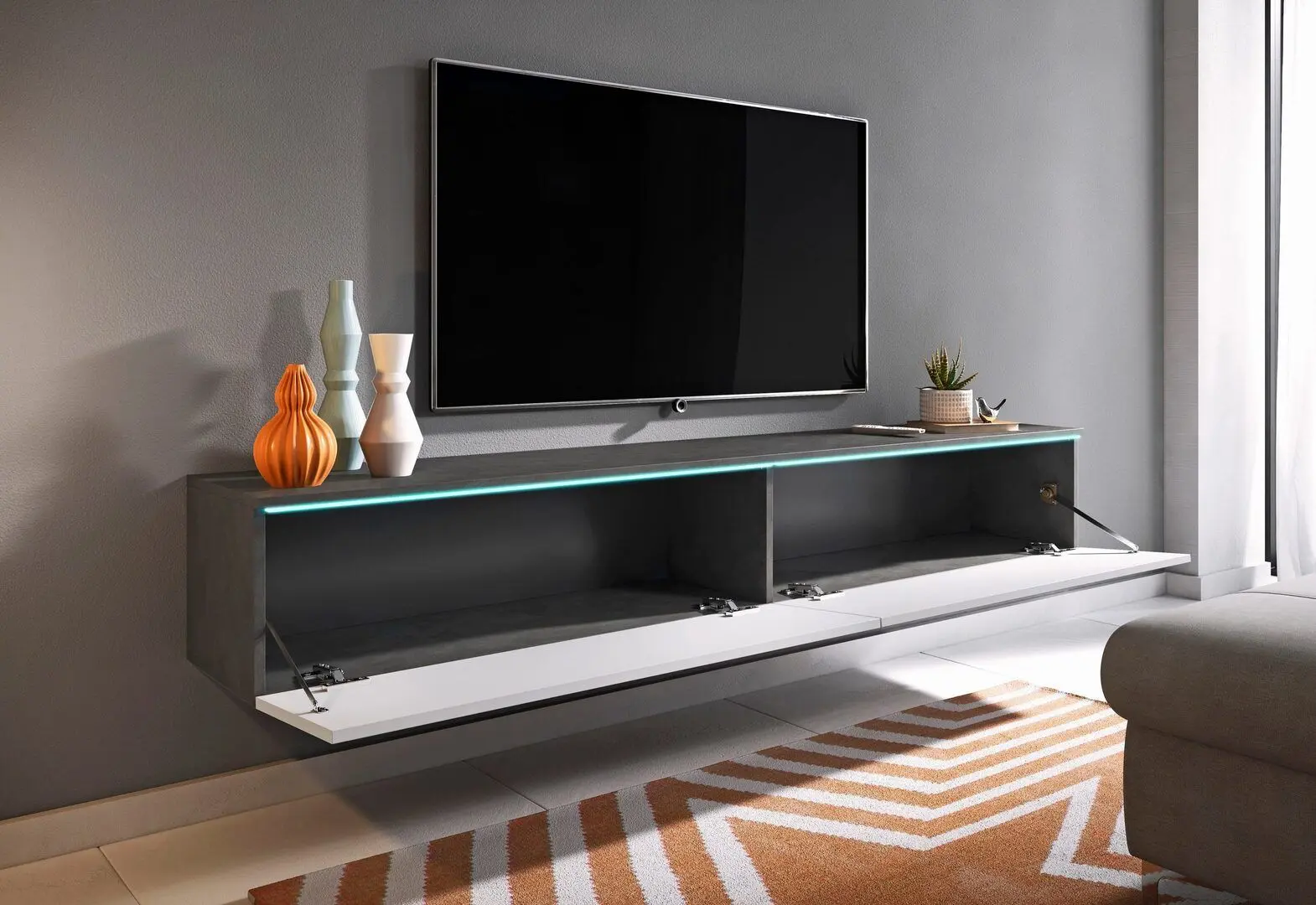 Тумба РТВ Bratex Lowboard D 180 (Matera/White Gloss)