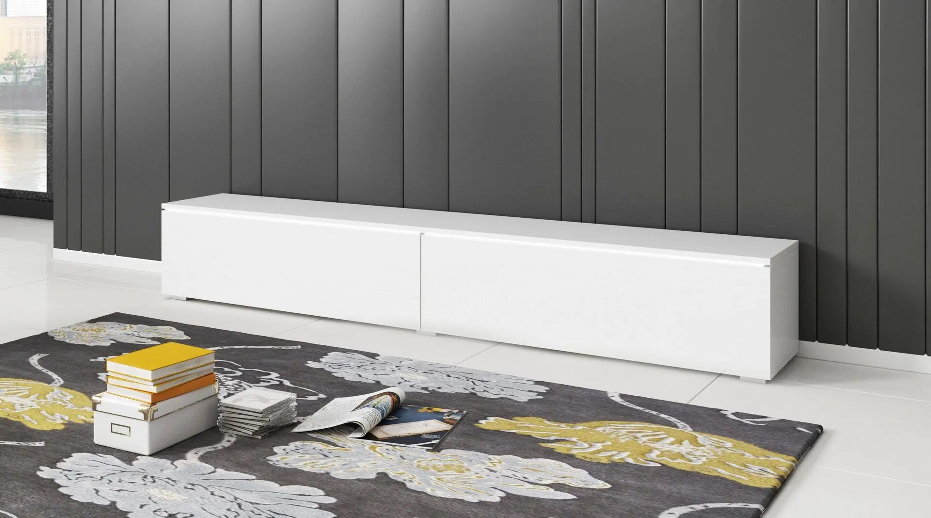 Tumba pentru TV Bratex Lowboard D 180 (White/White Gloss)