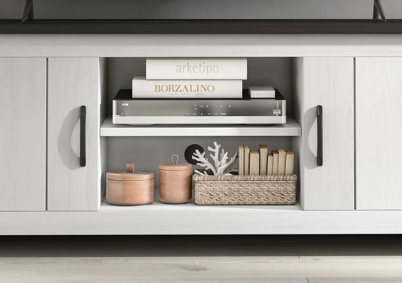 Tumba pentru TV Costway HV10424BN (White/Dark Grey)