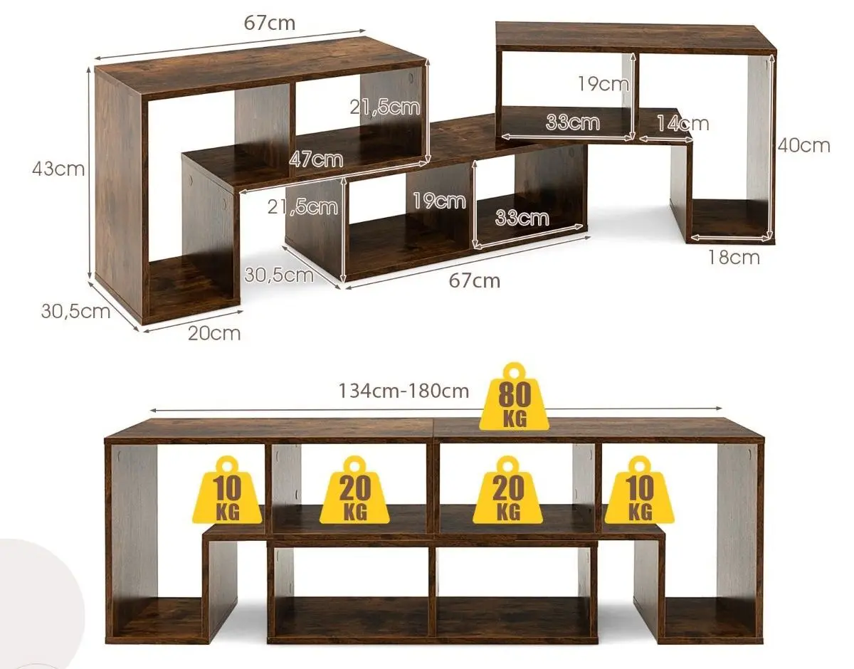 Tumba pentru TV Costway HV10438CF (Brown)