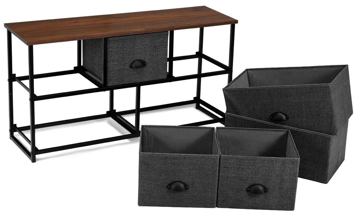 Tumba pentru TV Costway HW65779BK (Black/Grey)