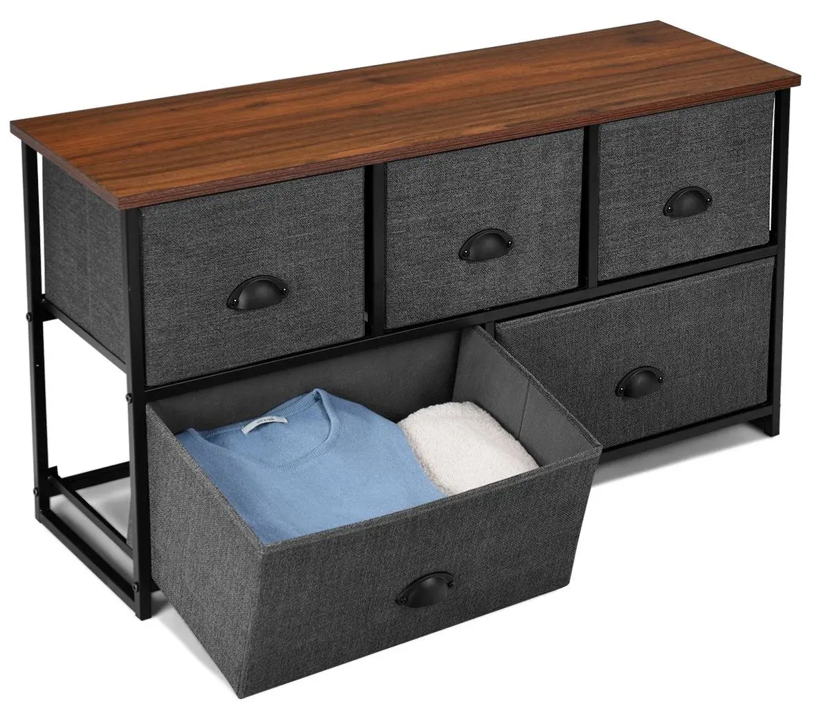 Tumba pentru TV Costway HW65779BK (Black/Grey)