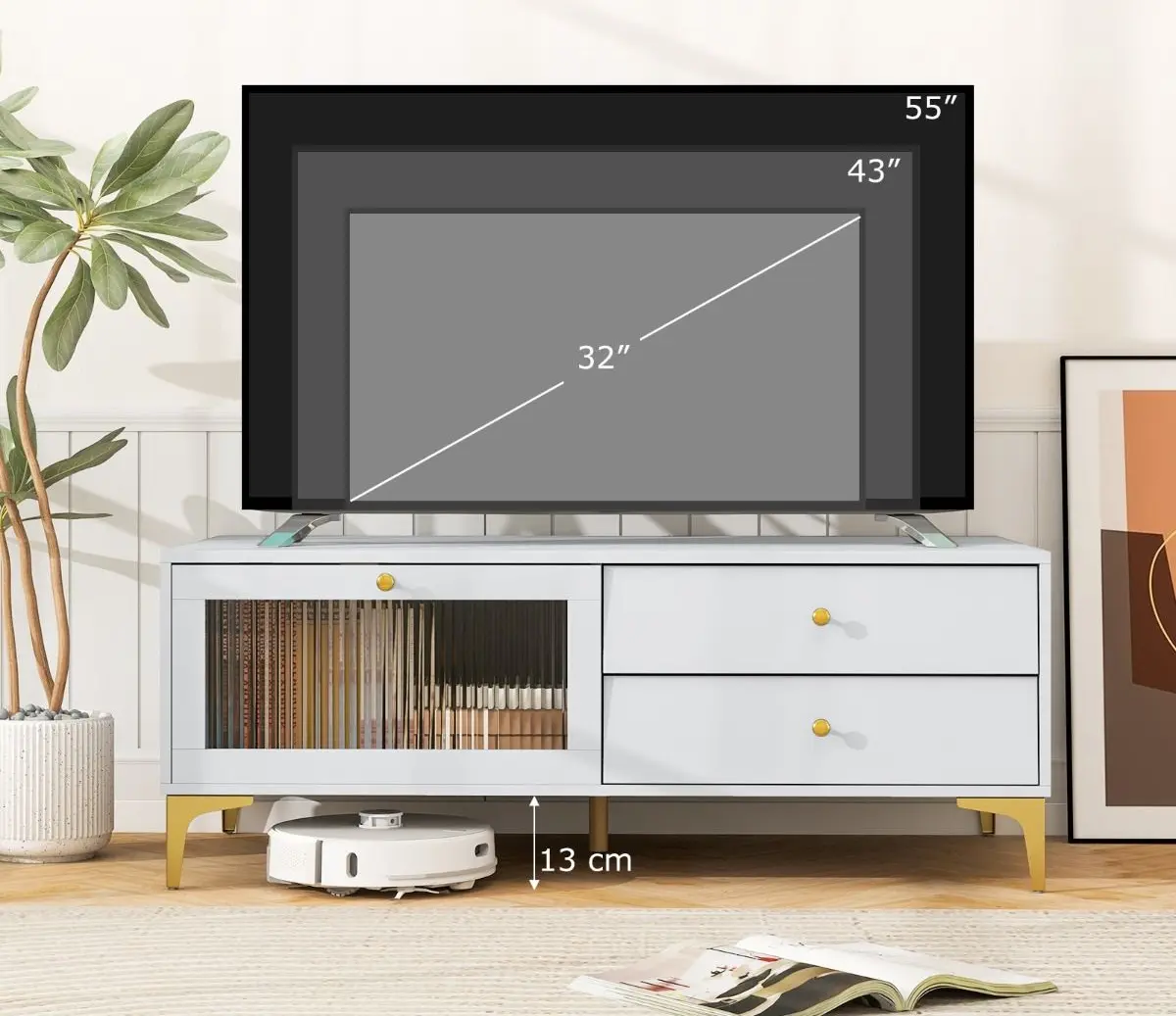 Tumba pentru TV Costway HV10523WH (Light Grey)