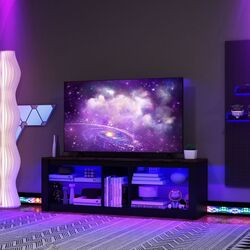 Tumba pentru TV Costway HV10585CF (Black/Brown) Thumb