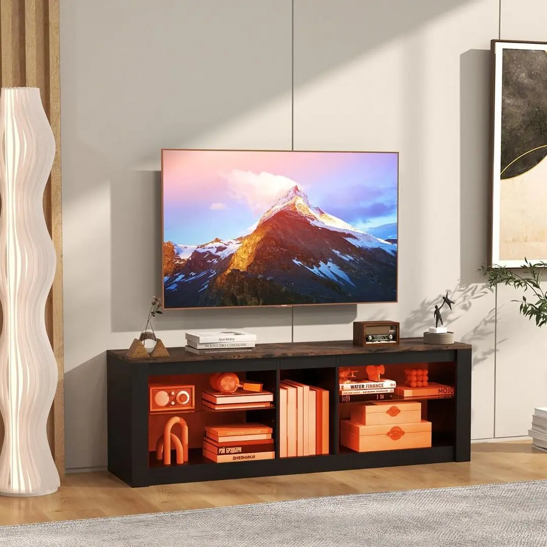 Tumba pentru TV Costway HV10585CF (Black/Brown)