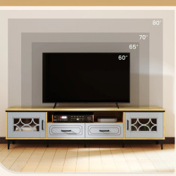Tumba pentru TV Costway HV10745DE-OG+ (Natural/Blue) Thumb