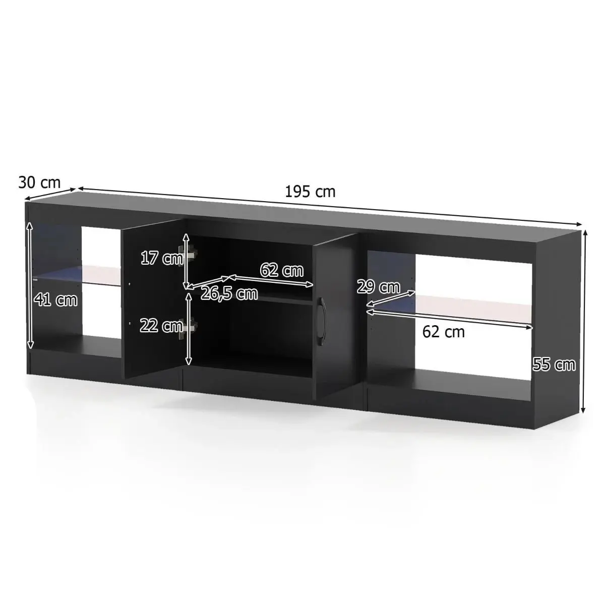 Tumba pentru TV Costway JV12963DK (Black) - 3