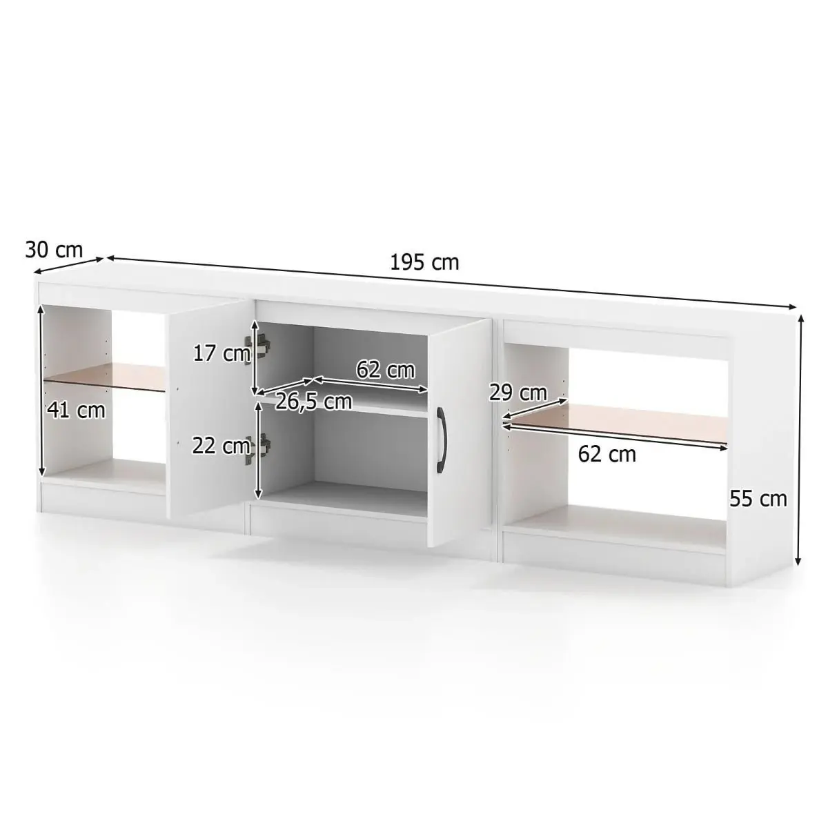 Tumba pentru TV Costway JV12963WH (White) - 3