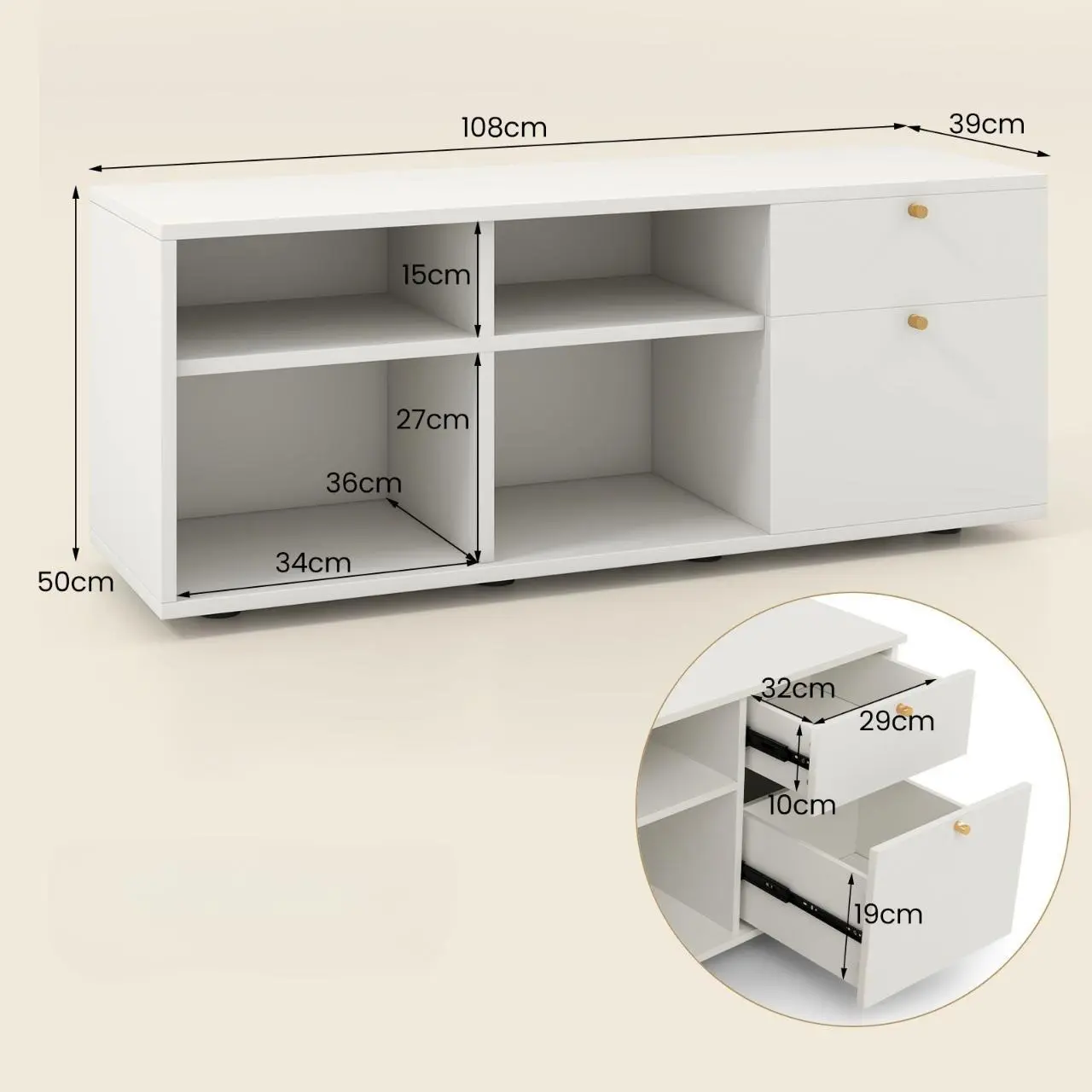 Тумба РТВ Costway JZ10162WH (White)