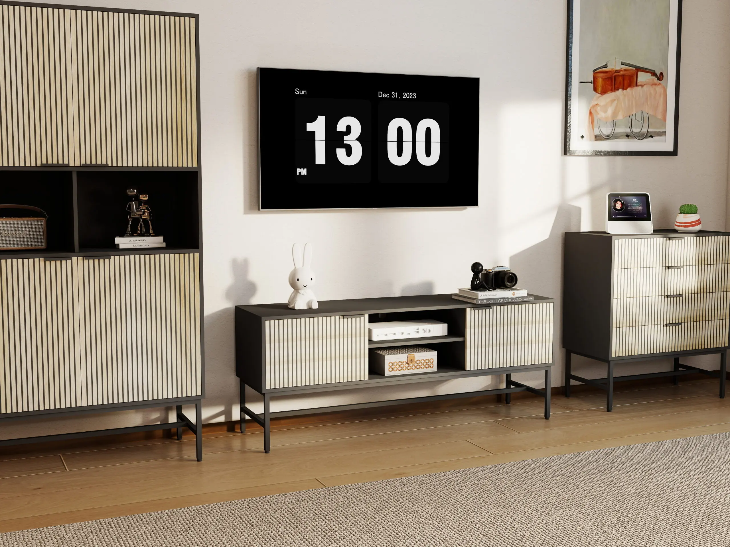 Тумба РТВ DP Merlin (Black/Wood) - 5