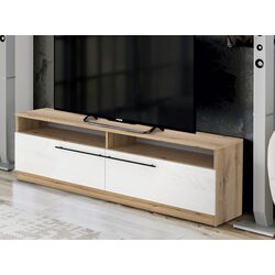 Tumba pentru TV Fabrik Home Barcas (Ewok Oak/White Gloss)