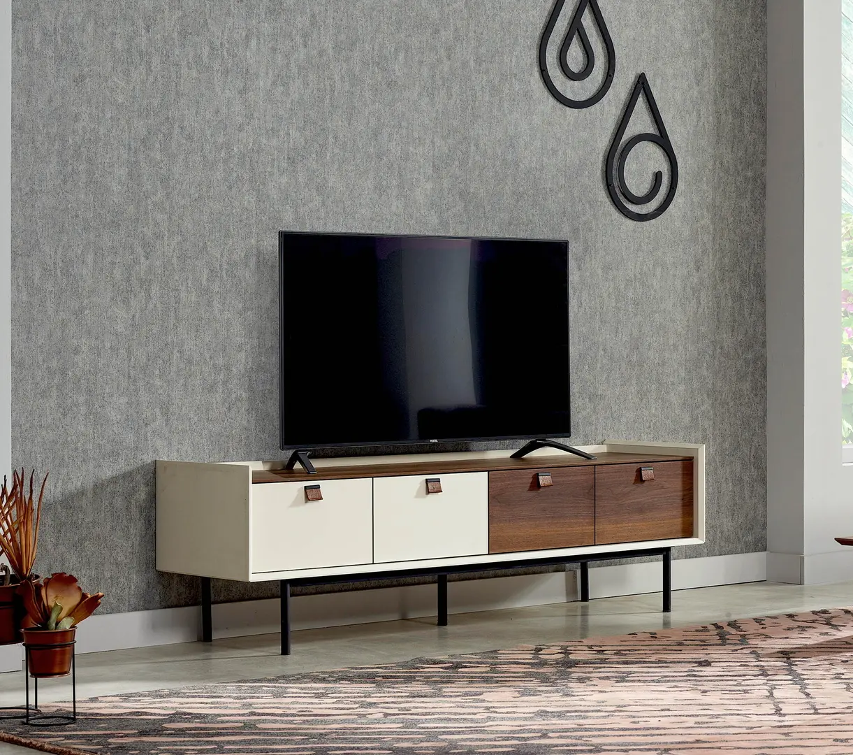 Tumba pentru TV Fabrik Home Doren 171x52x47 (White/Stone Walnut)
