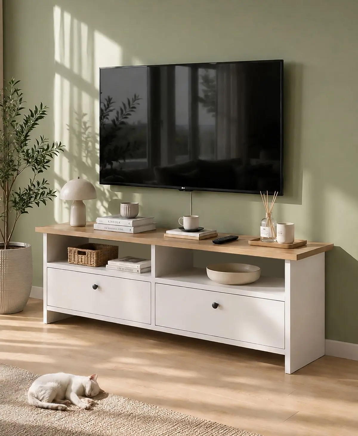 Tumba pentru TV Bofigo 120x50x30cm (Santorini Sapphire Oak/White) - 2