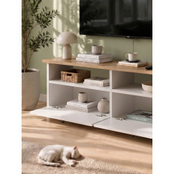 Tumba pentru TV Bofigo 120x50x30cm (Santorini Sapphire Oak/White) Thumb