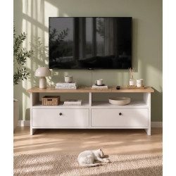 Tumba pentru TV Bofigo 120x50x30cm (Santorini Sapphire Oak/White)