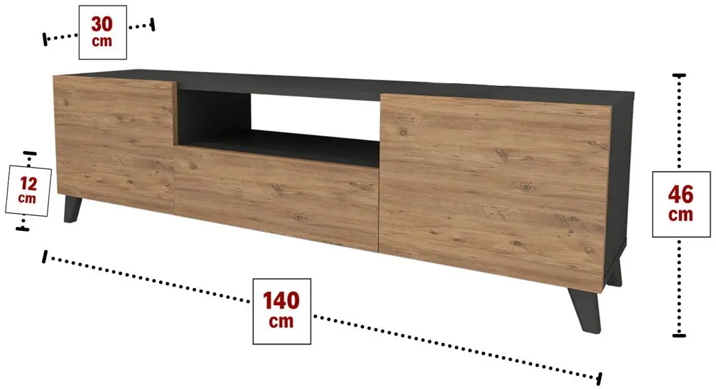 Тумба РТВ Bofigo 46x140 (Anthracite/Pine)