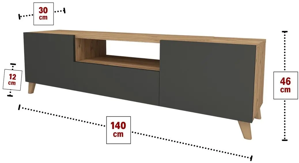Tumba pentru TV Bofigo 46x140 (Pine/Anthracite)