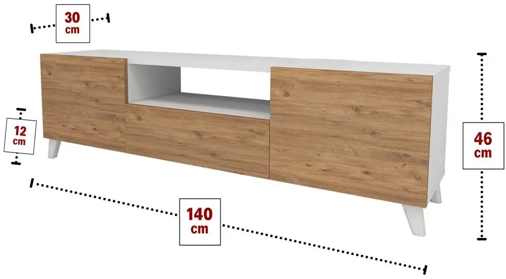 Tumba pentru TV Bofigo 46x140 (White/Pine)