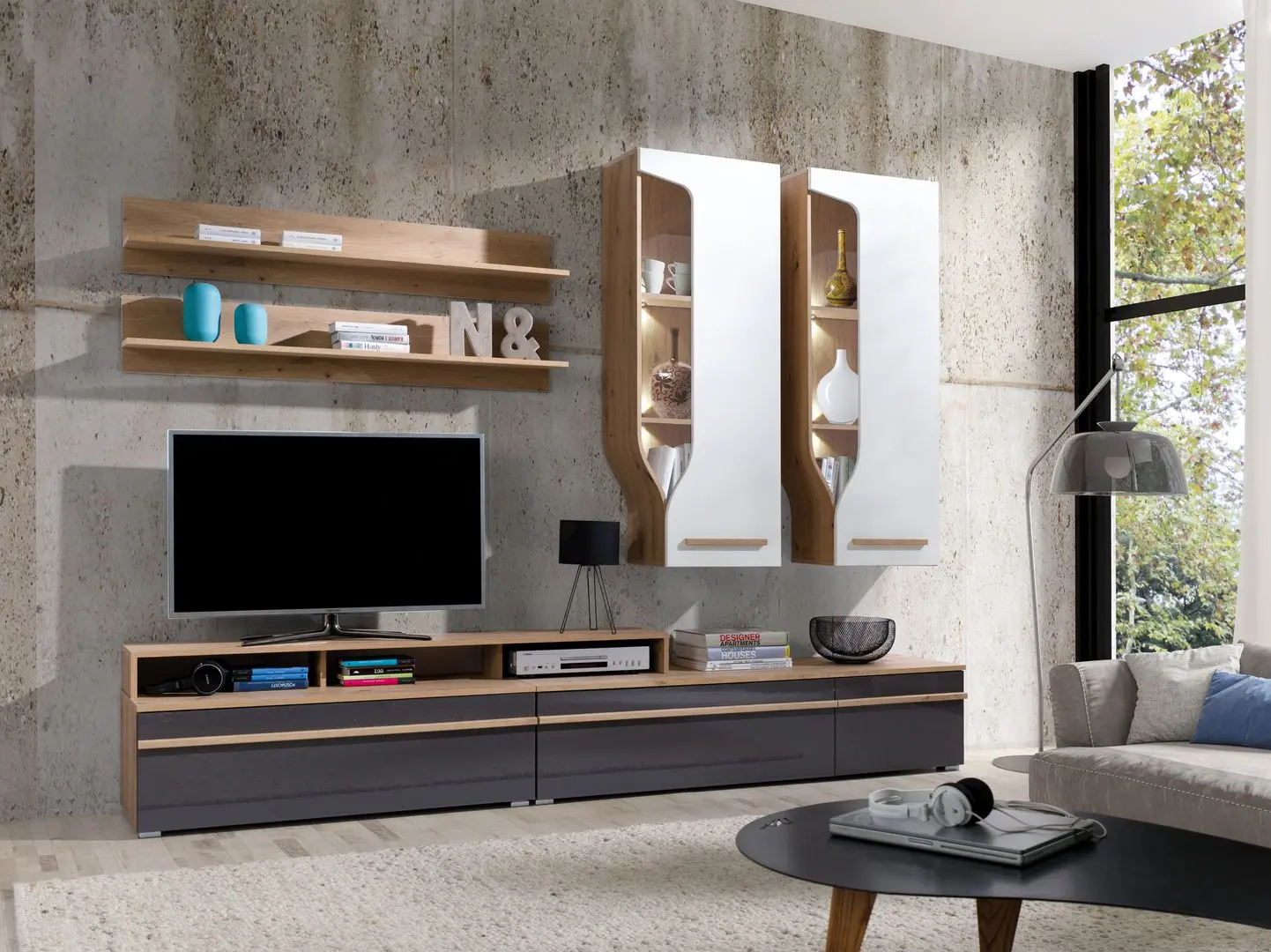 Полка РТВ Fadome Porto PR7C (Artisan Oak) - 2