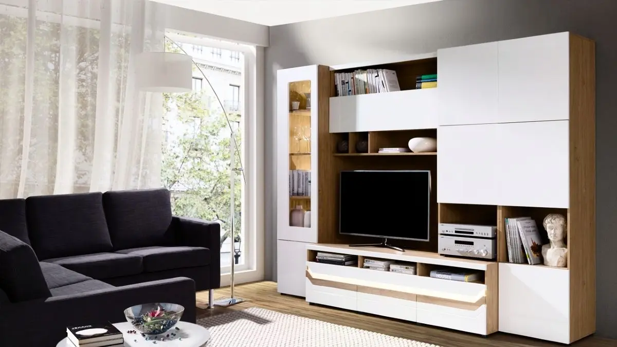 Тумба РТВ Fadome Madryt MA4 (Stone Oak/White Gloss) - 2