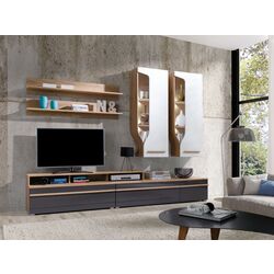 Тумба РТВ Fadome Porto PR4F (Gray Gloss/Artisan Oak) Thumb