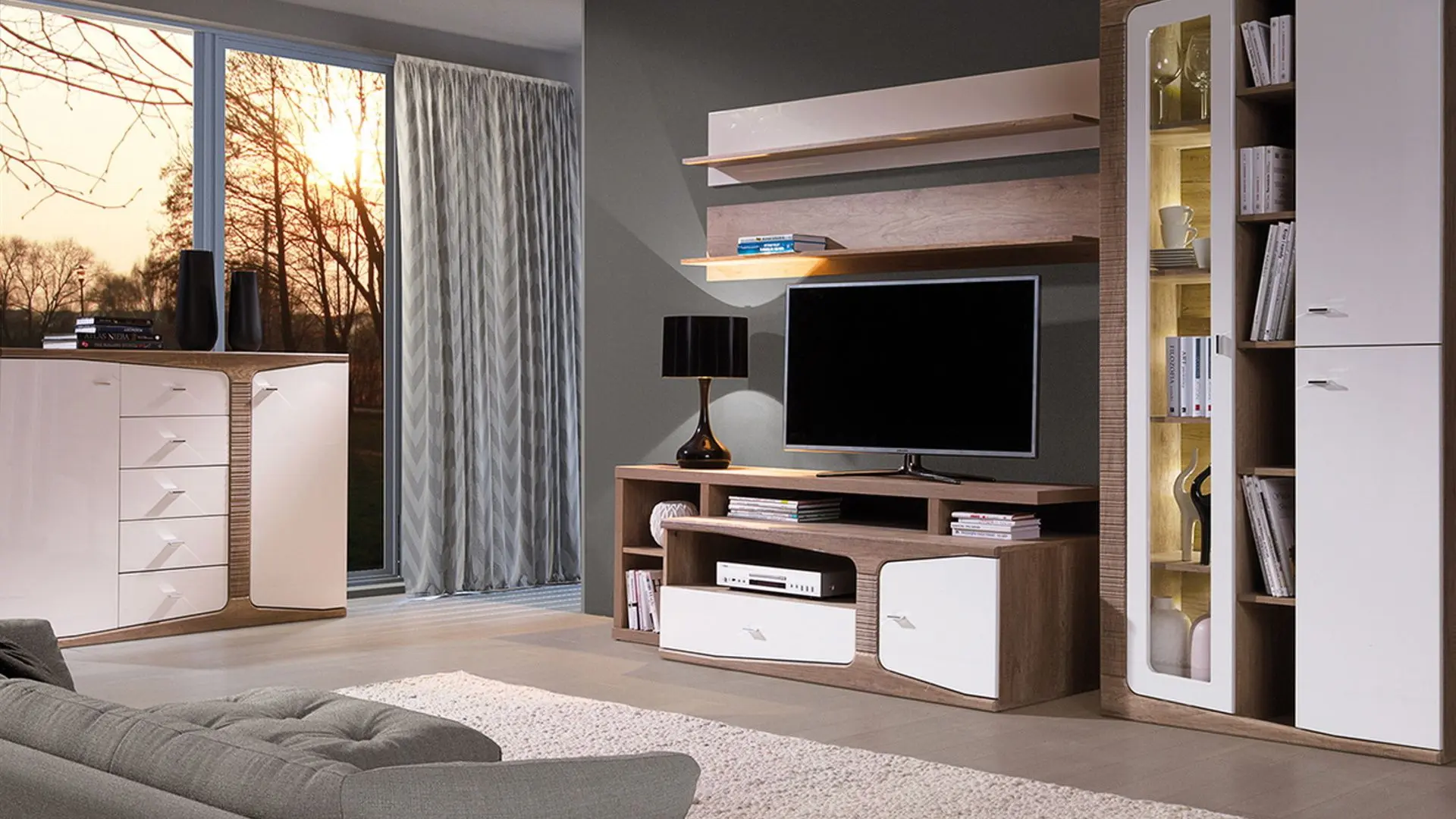 Tumba pentru TV Fadome Santa Fe SF4a (Country/White Gloss) - 2