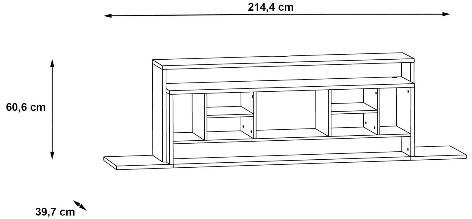 Tumba pentru TV Fortuna Aragua 214.4x60.6x39.7 (Black/Dark Concrete) - 6