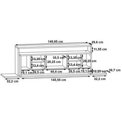 Tumba pentru TV Fortuna Aragua 214.4x60.6x39.7 (Black/Dark Concrete) Thumb
