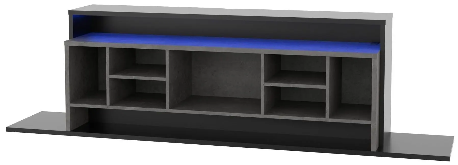 Tumba pentru TV Fortuna Aragua 214.4x60.6x39.7 (Black/Dark Concrete) - 2