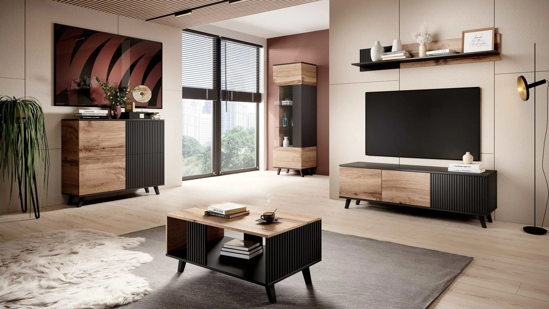 Tumba pentru TV Halmar Random RTV-1 (Wotan Oak/Black)