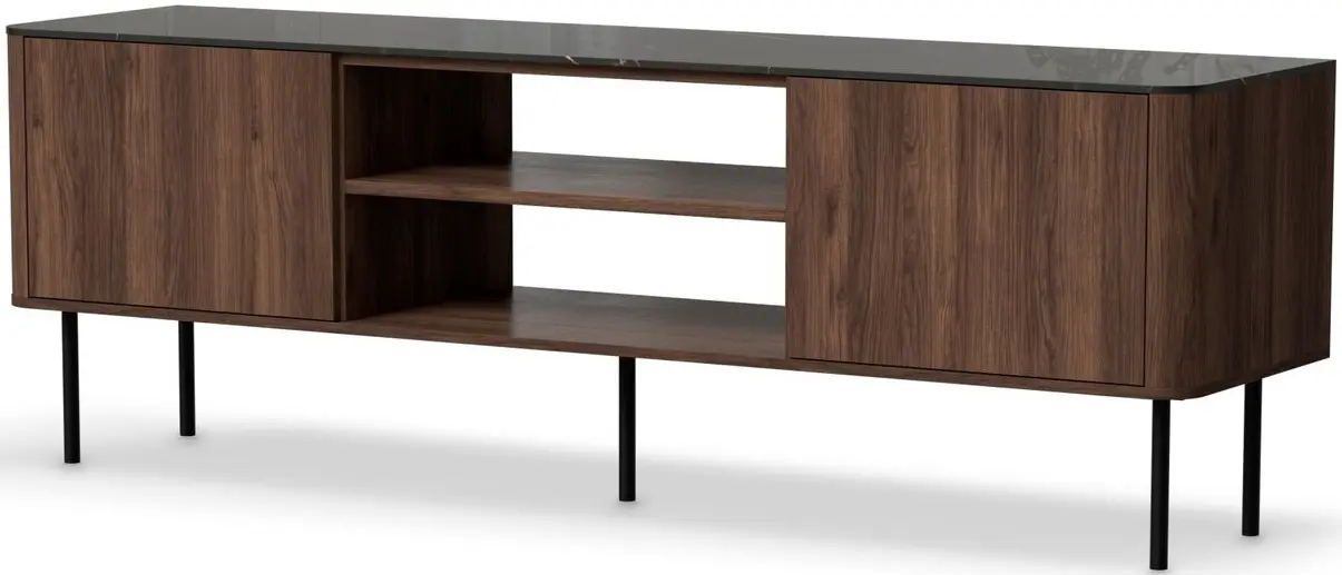 Tumba pentru TV Halmar Solano RTV-1 (Warmia Walnut/Black Marble) - 2