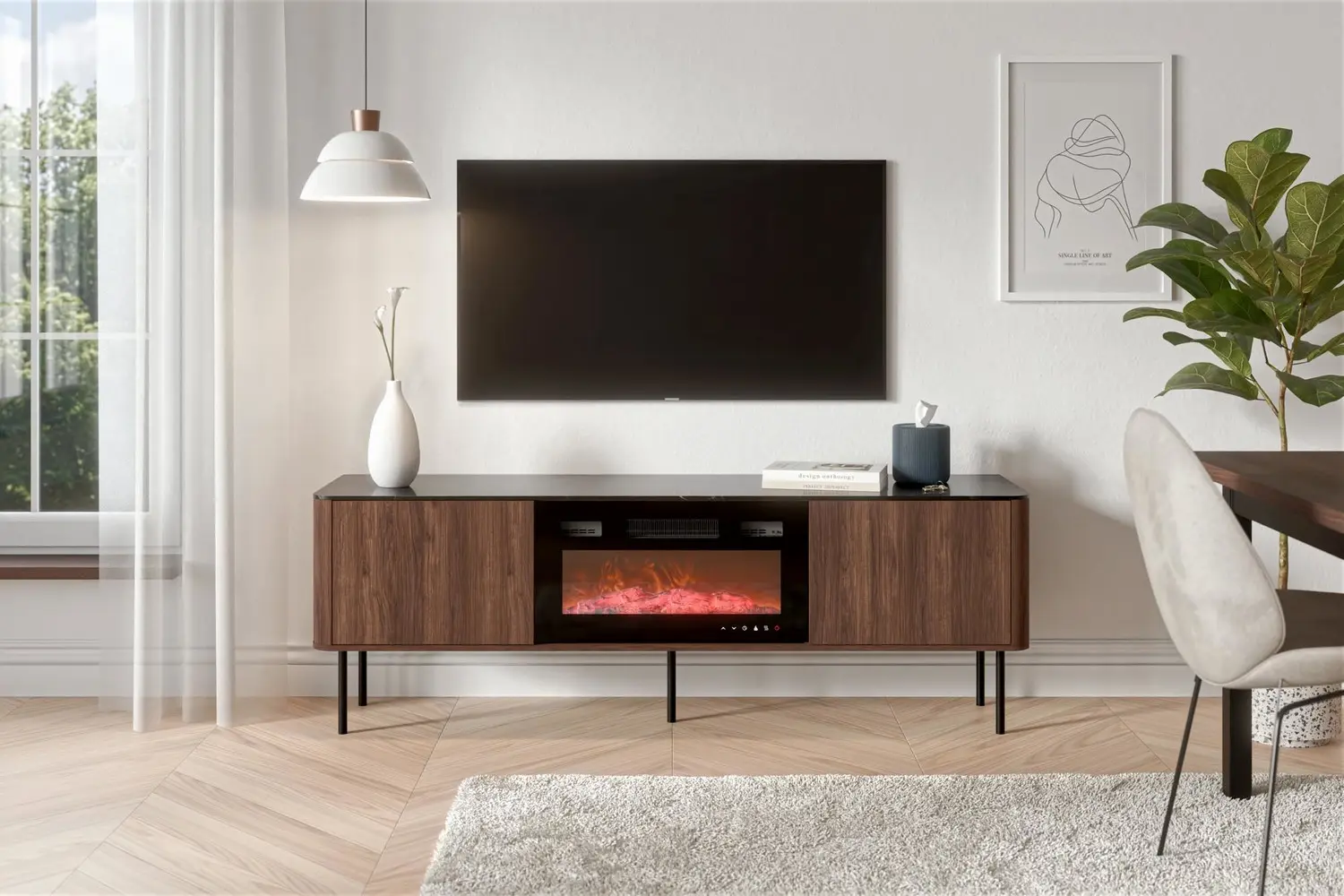 Tumba pentru TV Halmar Solano RTV-1 (Warmia Walnut/Black Marble) - 6