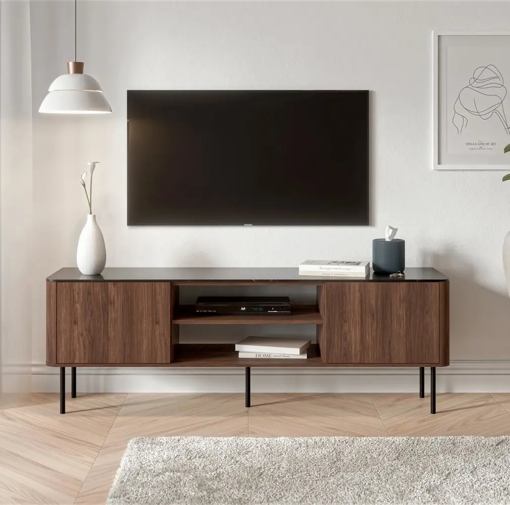 Tumba pentru TV Halmar Solano RTV-1 (Warmia Walnut/Black Marble)