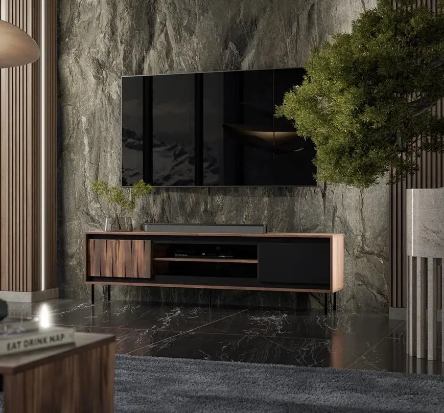 Tumba pentru TV Halmar Swing RTV-1 (Walnut/Black)