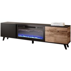 Tumba pentru TV cu biosemineu Halmar Random RTV-K (Wotan Oak/Black) Thumb