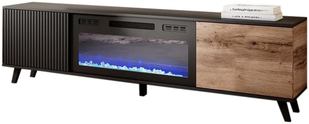 Tumba pentru TV cu biosemineu Halmar Random RTV-K (Wotan Oak/Black)