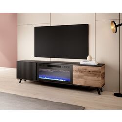 Tumba pentru TV cu biosemineu Halmar Random RTV-K (Wotan Oak/Black)