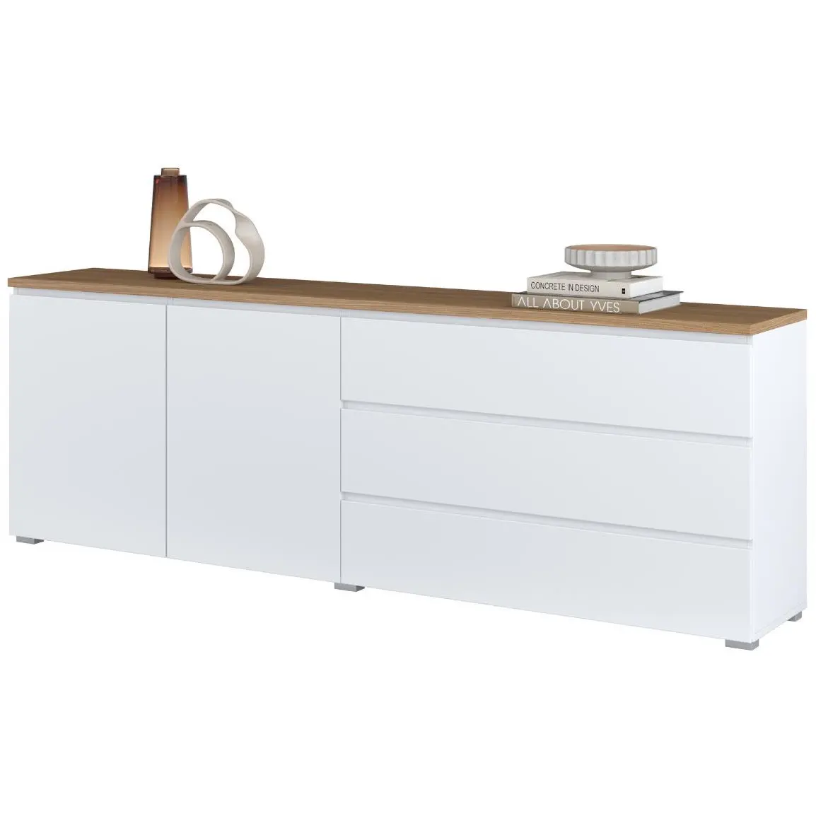 Тумба РТВ Helvetia 247VOJ28 (White/Mauvella Oak) - 3